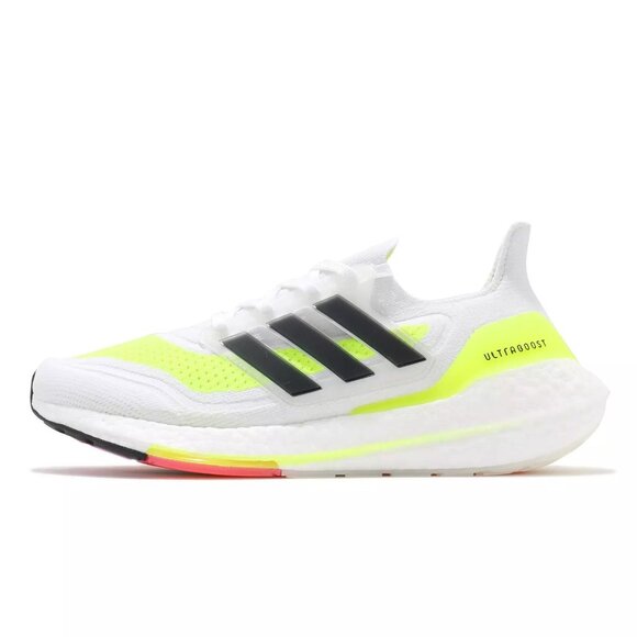 adidas Ultraboost 21 W White Solar Yellow Women Running Jogging Lifestyle FY0401 - Picture 2 of 8